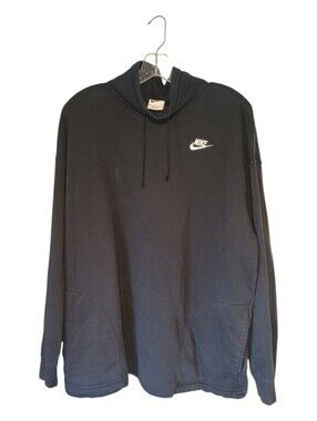 NIKE Mens Medium Mock Neck Black Embroidered Logo Pullover Sweatshirt